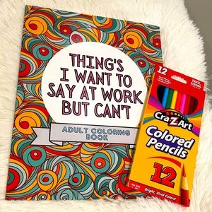 Adult Coloring Book and Set of Color Pencils. New.